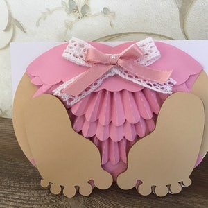 New Baby Girl 3d Card, Baby Girl diaper Card, Birth of Baby Girl Card, Baby Shower Card,  Handmade Card,personalised Card