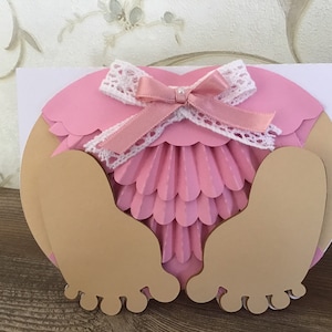 Nuova scheda 3D per neonata, scheda pannolino per neonata, scheda nascita neonata, scheda baby shower, scheda fatta a mano, scheda personalizzata
