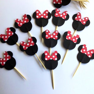 Minnie Mouse - Mickey Mouse Cupcake Toppers - Cupcake Picks - Disney Party Table Decoration