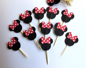 Minnie Mouse - Mickey Mouse Cupcake Toppers - Cupcake Picks - Disney Party Table Decoration