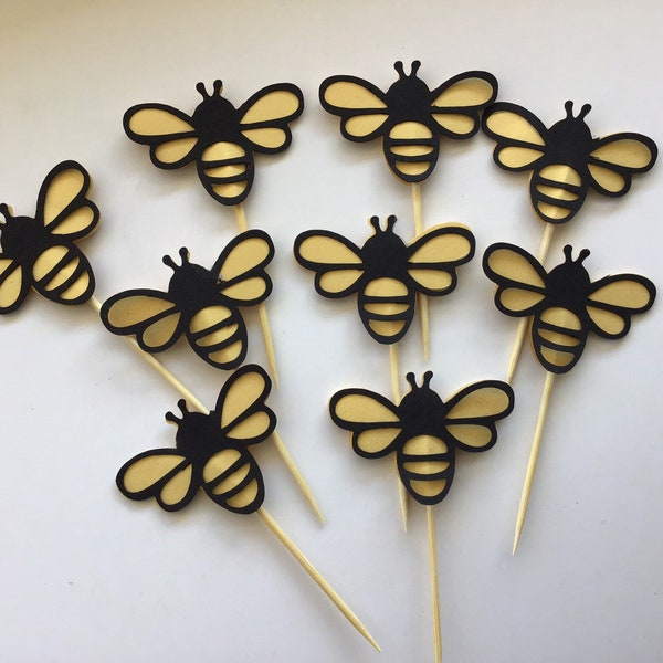 Bumble Bee Baby Shower Cupcake Toppers, Bee Party Decor,  What Will It Bee Baby Shower, Mommy to Bee Party