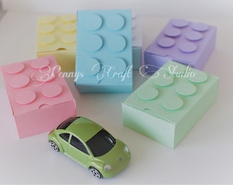 Pastel Building Block Favor Boxes, Baby Shower Decorations