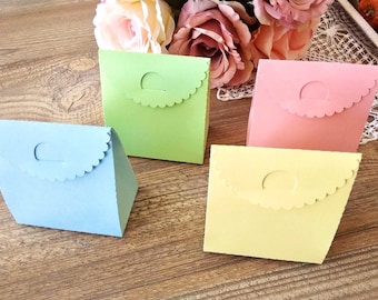 Baby Shower Favor Boxes, Pastel Colors, Set of 10