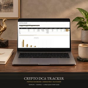 Crypto DCA Tracker Spreadsheet, Bitcoin Portfolio Dashboard, Average Price Calculator, Recurring Investment Planner Excel