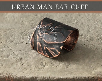 Urban Man Ear Cuff, Copper, large, no holes, ear cuff earring,cuff earring,ear wrap,no piercing,fake earrings,male jewelry,men's earcuff