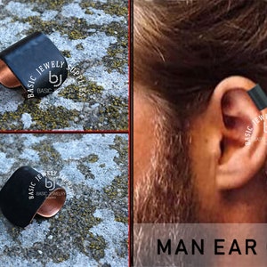 Man Ear Cuff, large with no holes, ear cuff earring,cuff earring,earring,black,ear wrap,no piercing,fake earrings,male jewelry,men's earcuff