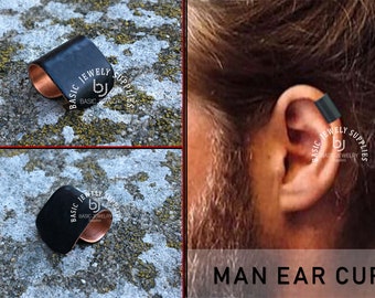 Man Ear Cuff, large with no holes, ear cuff earring,cuff earring,earring,black,ear wrap,no piercing,fake earrings,male jewelry,men's earcuff