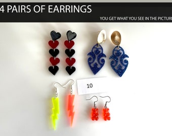 4 Pairs - Spring Selection 10 - You Get What You See In The Picture - Acrylic Earrings - Plexiglass Earrings - Wood Earrings