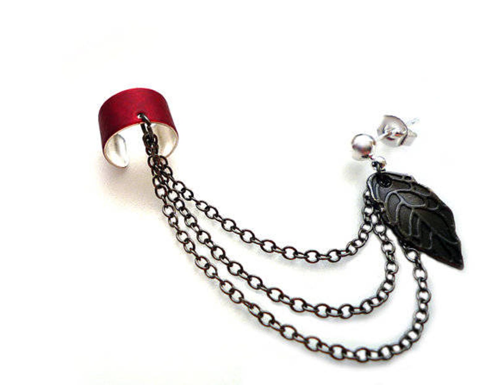 Red Ear Tracking Devices Powder Coated Ear Cuff With Metallic Etsy