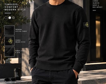 Stone Island minimalistische casual trui | Sweatshirt met ronde hals en lange mouwen | Alledaagse mode