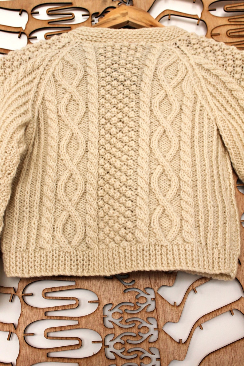 Handmade Childrens Aran Cardigan Authentic Vneck Irish Etsy