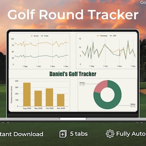 Golf Tracker Spreadsheet | Google Sheets Round Tracking, Practice Log & Dashboard