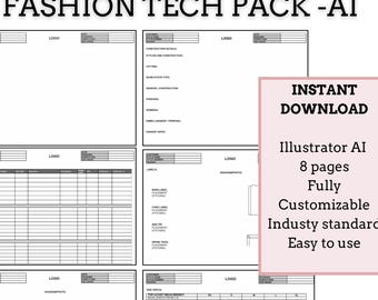 Fashion Tech Pack Template – Customizable Illustrator AI Spec Sheet (Digital Download)
