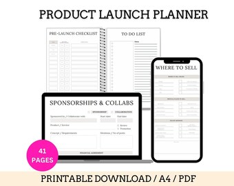 Product Launch Planner PDF Fashion Designer Brand | Digital Marketing Plan | Printable Business Planner
