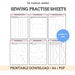 Sewing Practice Sheets Instant Download PDF, Learn to Sew, Beginner ...