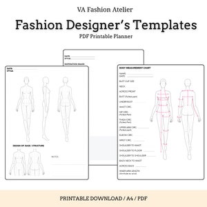 バンドル ファッション デザイン テンプレート スケッチ 詳細 プランナー PDF