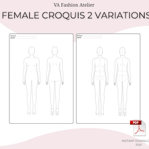 Female Croquis 2 Variations Fashion Designer&#39;s Sewing Illustrating Templates PDF *UPDATED*