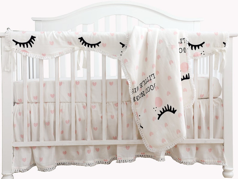 Blush Coral Pink Ruffle Crib Bedding Set Baby Girl Bedding Etsy