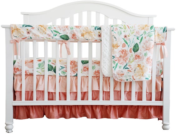 Boho Peach C Fl Ruffle Baby Crib Bedding Set Minky Boho Peach C Fl Ruffle Baby