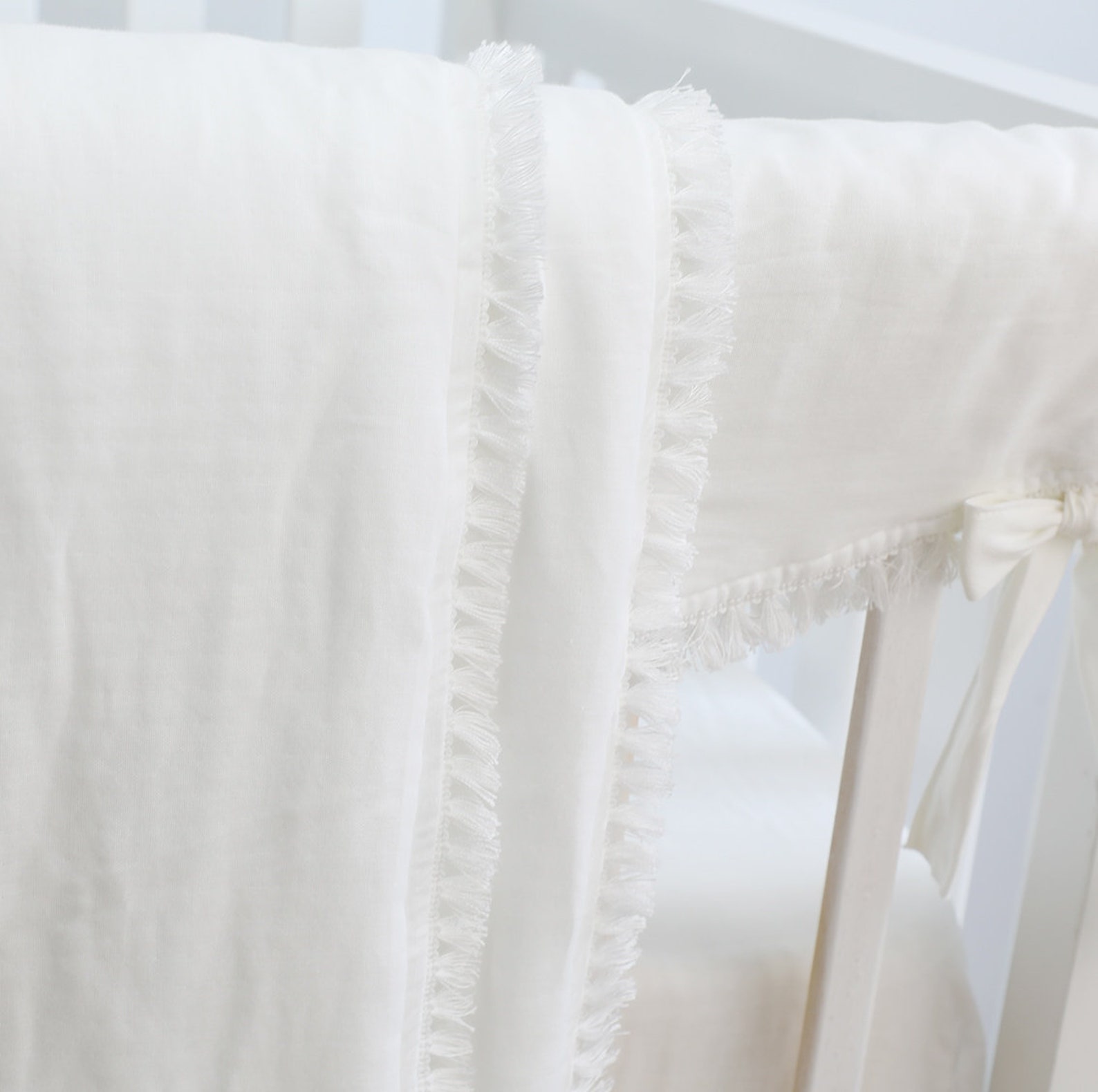 White Ruffle Crib Bedding Set Baby Girl Bedding Blanket Etsy