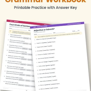 3rd Grade Grammar Workbook, 158 Printable Worksheets with Answer Key, Punctuation Spelling Vocabulary, Homeschool A4 US Letter