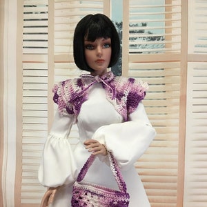 Crochet Shrug and Tote Bag fits Grace, RTB101/Ellowyne