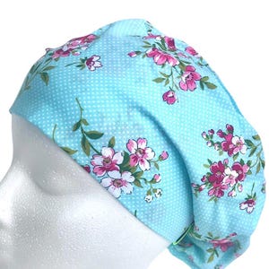 Elegant Floral Euro Style Surgical Scrub Cap; Medical Scrub Caps; Comfortable and adjustable toggle
