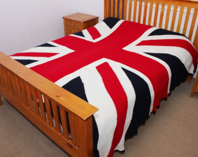 King Size Knitted Union Jack Blanket Union Jack Afghan Throw Etsy