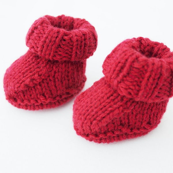 Doll's shoes - knitted booties - red