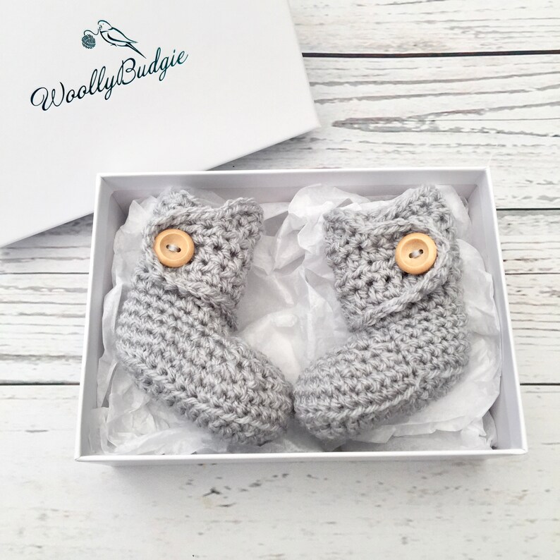 Baby Booties Crochet Baby Shoes Unisex Baby Bootees Grey Etsy