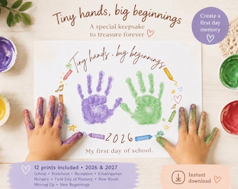 First Day Handprint Keepsake, Nursery School Preschool Memory (2026-2027)