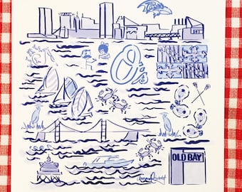 Baltimore City Print in Blue and White