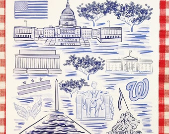 Washington, D.C. City Print in Blue and White