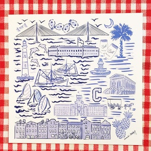 Charleston City Print in Blue and White image 1