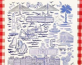 Charleston City Print in Blue and White