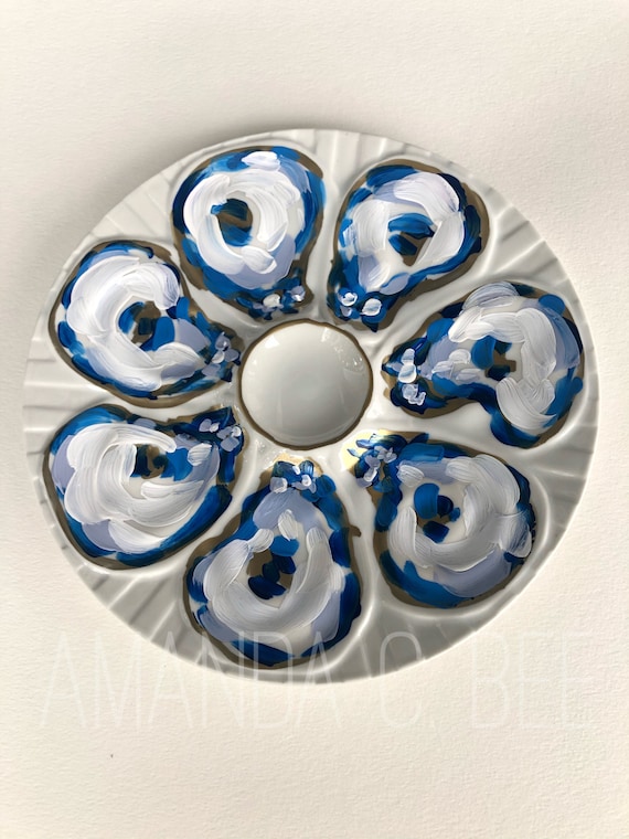 Blue and White Oyster Plate | Etsy