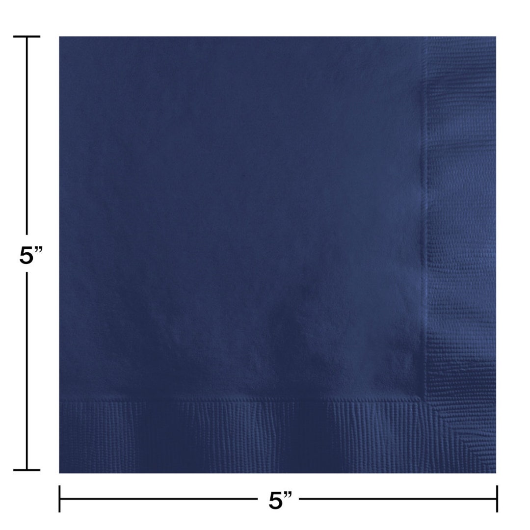 100 Navy Blue Beverage Napkins 2ply With Scalloped Edge. Bulk Party Bar