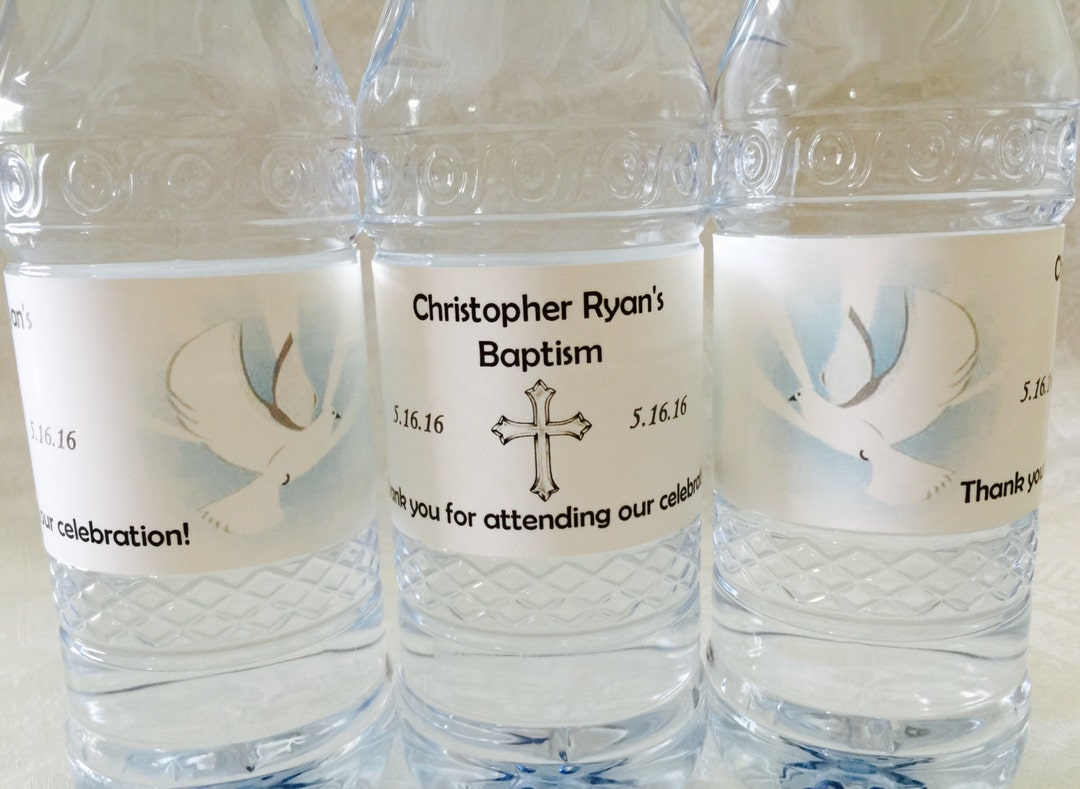 20 Personalized BAPTISM/CHRISTENING Themed Waterproof Water Etsy