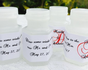 120 Personalized MONOGRAM Theme Mini Bubble labels/stickers for Wedding/Anniversary party or any event. Make your own cute favors!