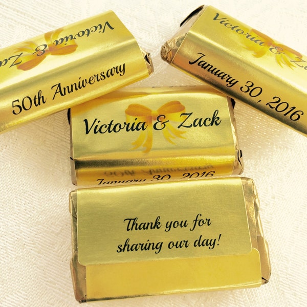 180 GOLD FOIL Wedding Anniversary wrappers/stickers/labels for your Hershey MINIATURES (Personalized Favors) for your party or any event