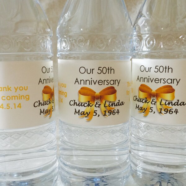50th Anniversary Water Bottle Labels - Etsy