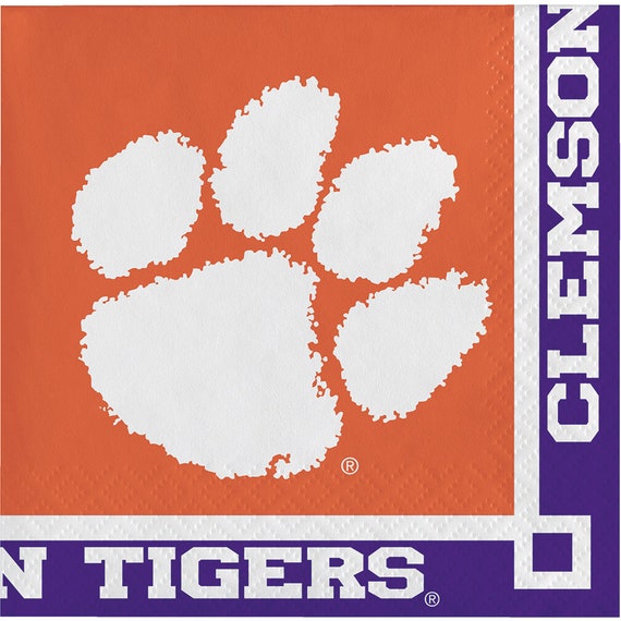 40ct Clemson University Tigers 2-ply Beverage Napkins Party college football