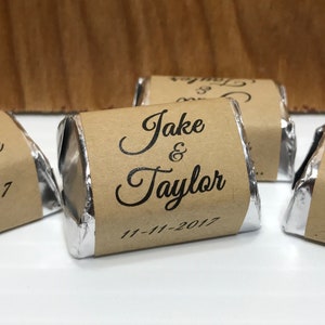 120 Rustic Themed Personalized Candy Labels/Wrappers/Stickers for Wedding or any Party/Event