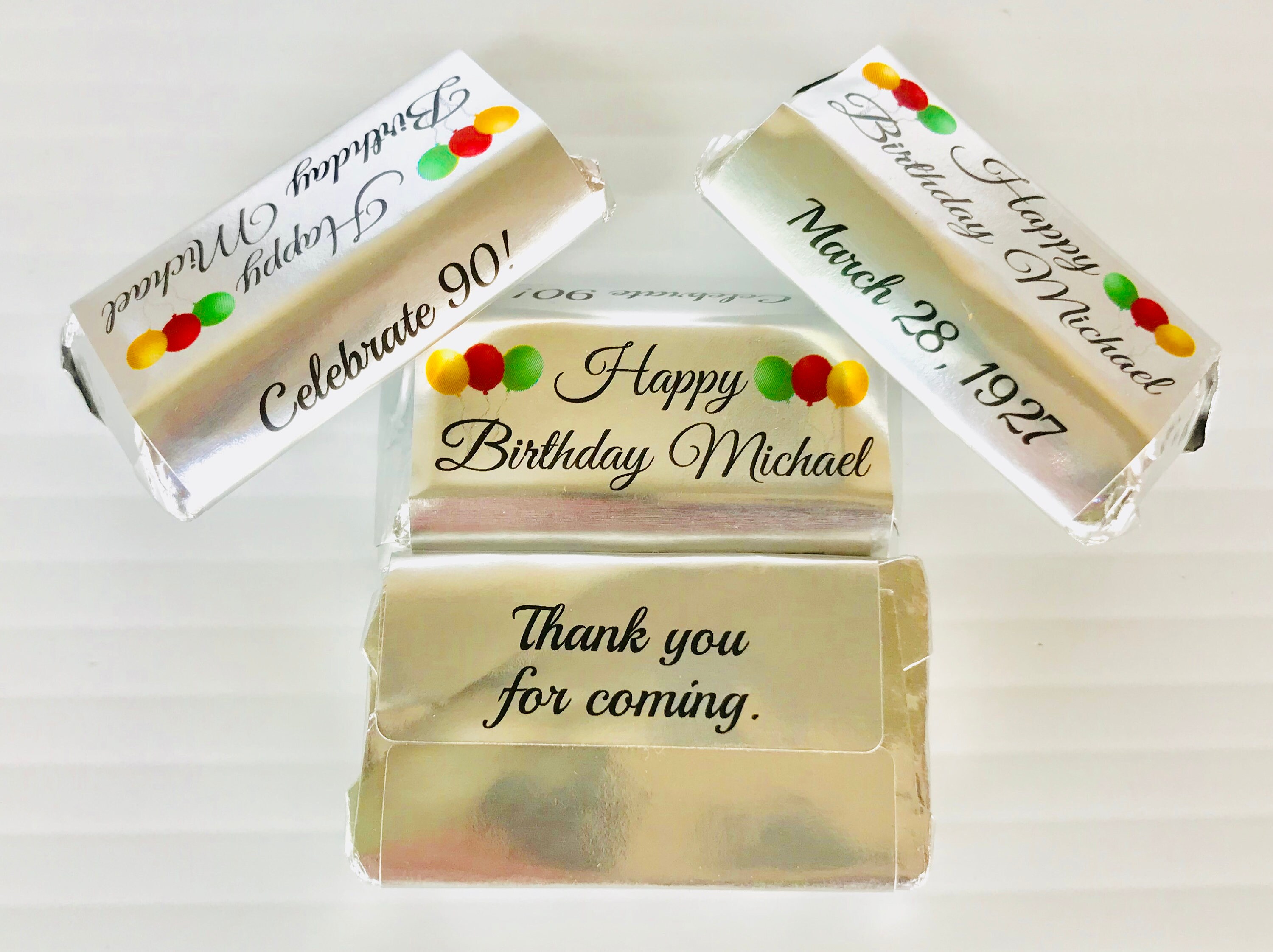 72 Silver Foil Birthday Personalized Candy adhesive wrappers Etsy