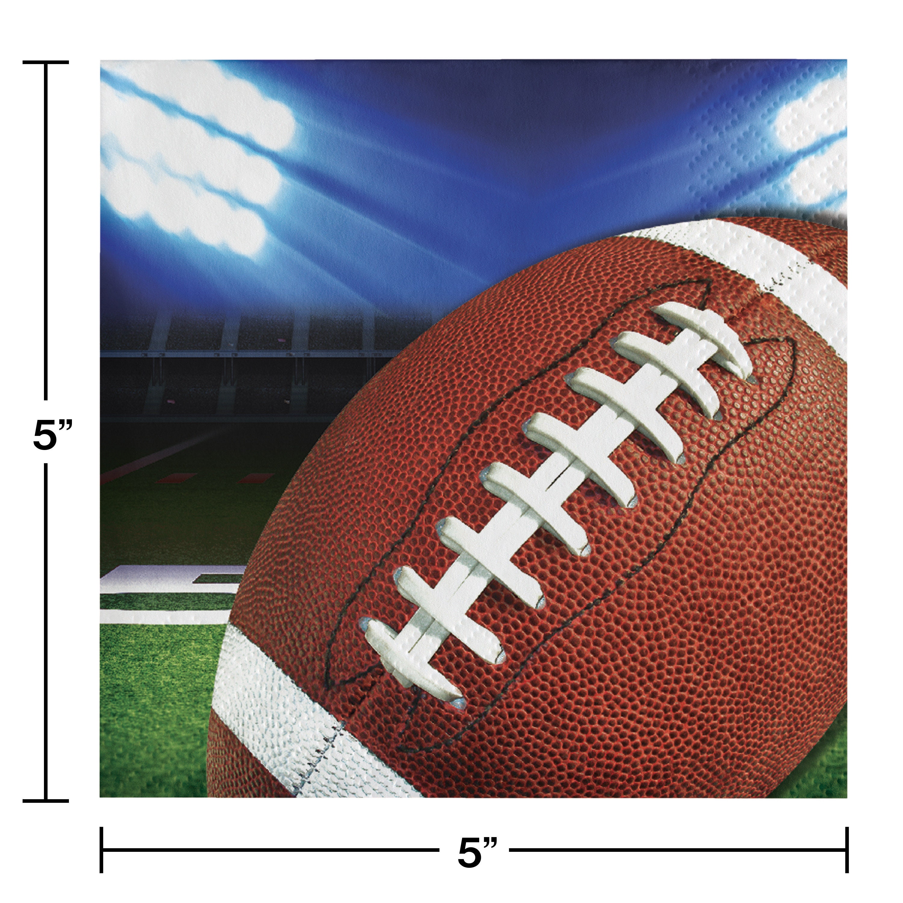 64pk Football Party Premium Beverage Cocktail Napkins Boys Birthday Party or Tailgating 5x 5