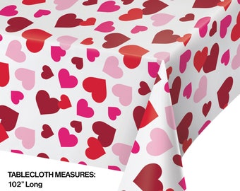 Hearts Design Plastic Disposable Table Cover - All over Printing - Valentine's Day - Party Supply - girls birthday