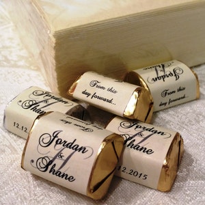 120 IVORY MONOGRAM Hershey Nugget Wedding or Party wrappers/stickers/labels (Personalized Favors) for any party/event