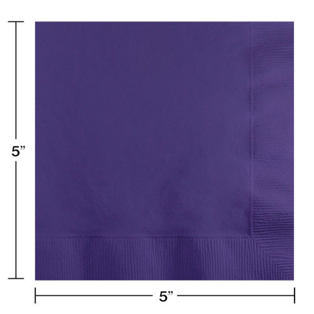100 Purple Beverage Napkins 2ply With Scalloped Edge. Bulk Party Bar