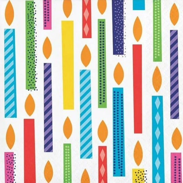 32pack of 5" Birthday Candle xtraBright Beverage Napkins, 5.5" Premium Party Supply