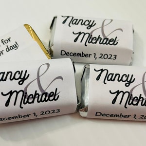 90 adorable Wedding Candy wrappers/stickers/labels for your HERSHEY MINIATURES (Personalized Favors) for any Party or Event